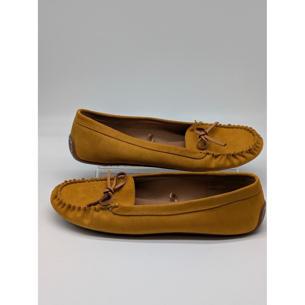 Lucky Brand Women's Mustard Suede Moccasin Ballet Flats Bow Loafers Size 11